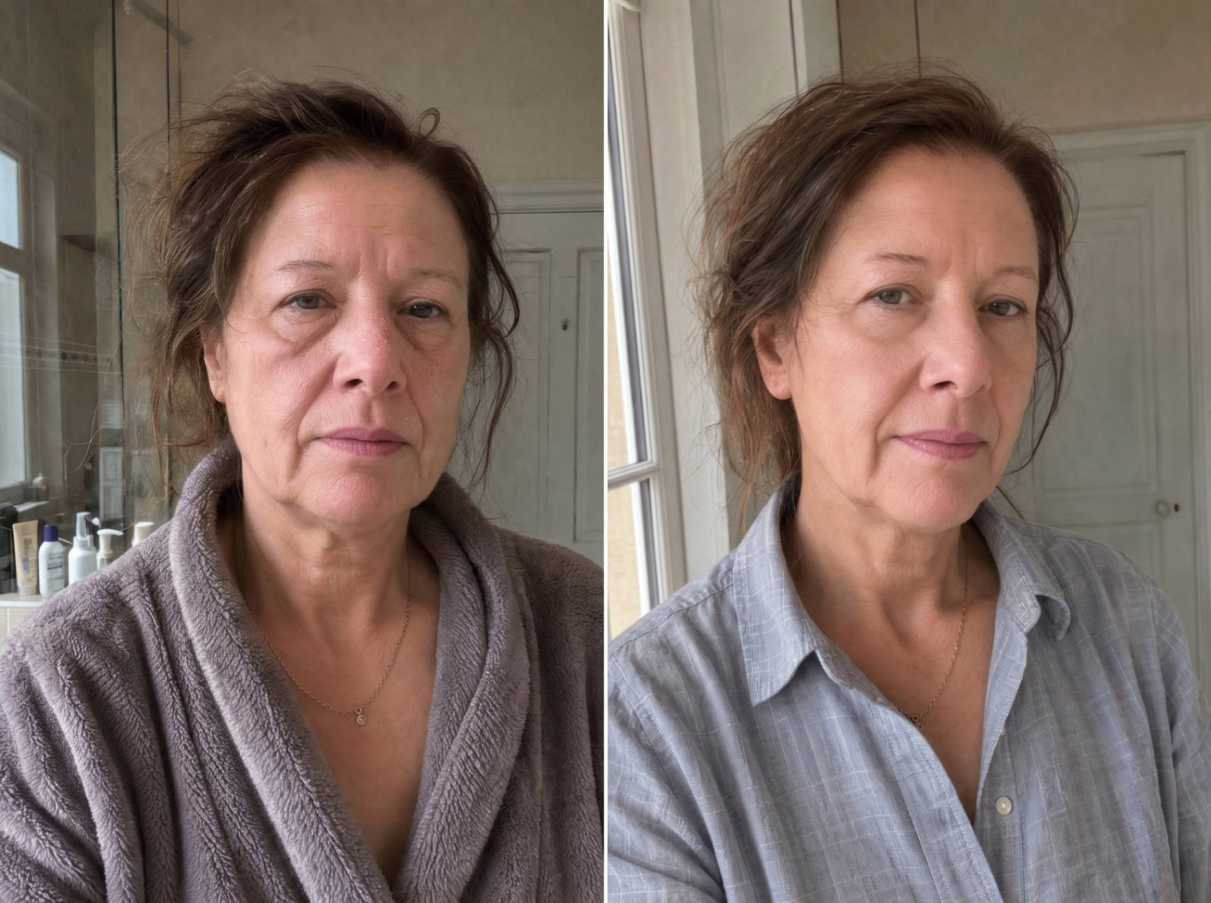 Carol before and after 60 days on Naturelle — facial puffiness reduced